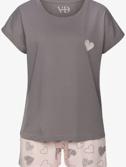 2 pyjamas courts avec imprimé cœurs