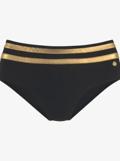 Bas de maillot de bain couleur unie avec empiècements couleur or