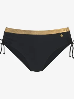 Bas de maillot de bain couleur unie avec empiècement couleur or