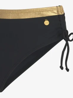 Bas de maillot de bain couleur unie avec empiècement couleur or