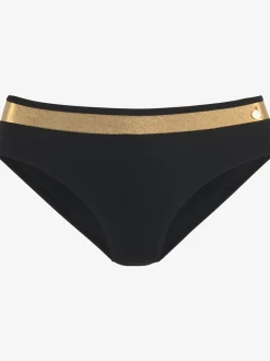 Bas de maillot de bain couleur unie avec empiècement couleur or
