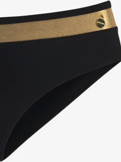 Bas de maillot de bain couleur unie avec empiècement couleur or