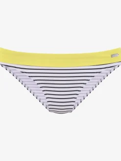 Bas de maillot de bain design rayé avec ceinture contrastée