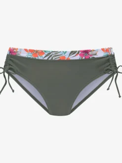 Bas de maillot de bain empiècement imprimé au design floral