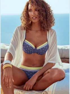 Bas de maillot de bain imprimé à pois et rayures