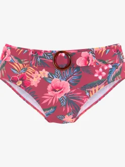 Bas de maillot de bain taille haute imprimé tropical