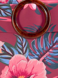 Bas de maillot de bain taille haute imprimé tropical