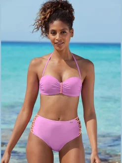 Bas de maillot de bain taille haute design contrasté