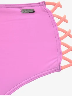 Bas de maillot de bain taille haute design contrasté