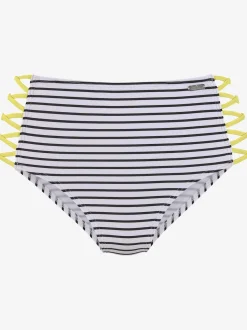 Bas de maillot de bain taille haute look rayé