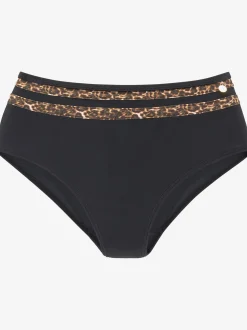 Bas de maillot de bain taille haute empiècements léopard tendance