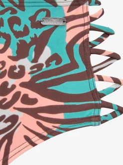 Bas de maillot de bain taille haute imprimé, effet de couleur différent pour chaque pièce