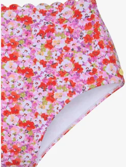 Bas de maillot de bain taille haute bords ondulés au laser