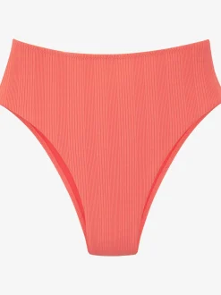 Bas de maillot de bain taille haute matière structurée tendance à rayures