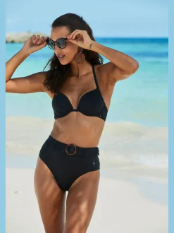 Bas de maillot de bain taille haute coupe haute