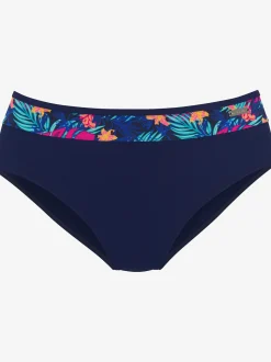 Bas de maillot de bain uni avec empiècements imprimés tendance