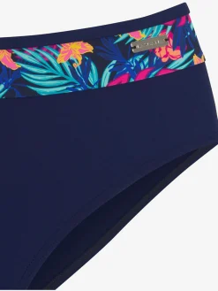 Bas de maillot de bain uni avec empiècements imprimés tendance