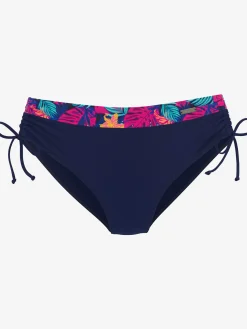 Bas de maillot de bain uni avec empiècement imprimé tendance