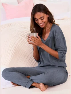 Bas de pyjama pantalon en tricot côtelé