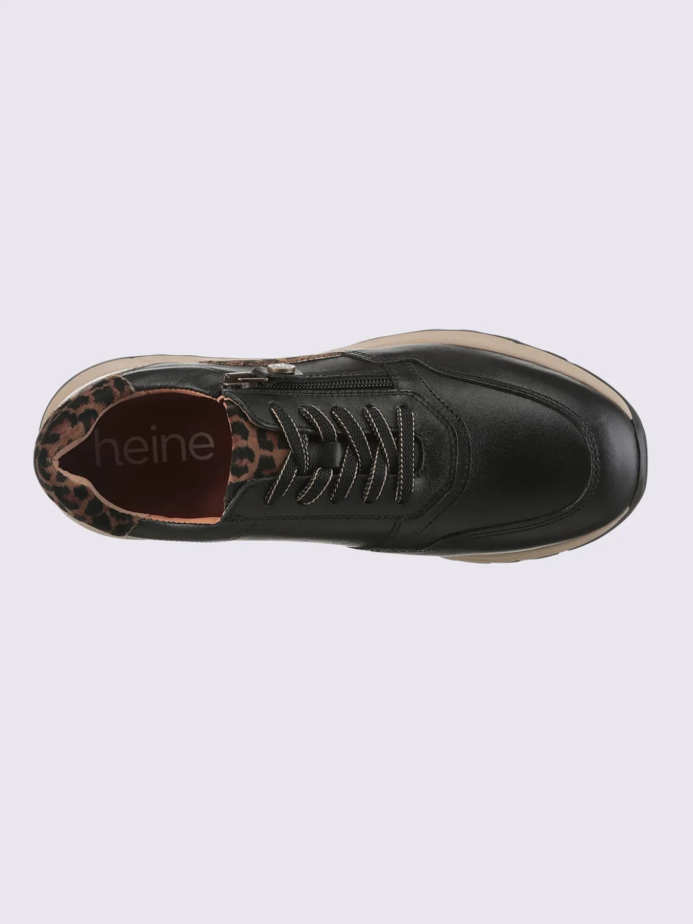 Baskets en cuir nappa vachette et cuir velours avec textile