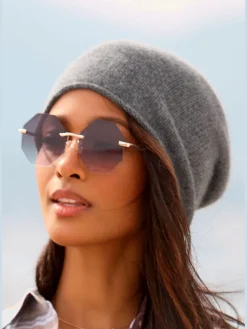 Beanie bonnet en tricot fin avec bord roulé tendance