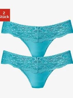 Beau string avec large ceinture de dentelle nuance