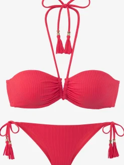 Bikini bandeau structure côtelée tendance