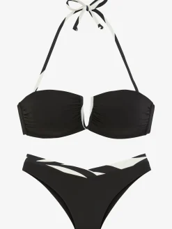 Bikini bandeau style uni moderne avec détails contrastés