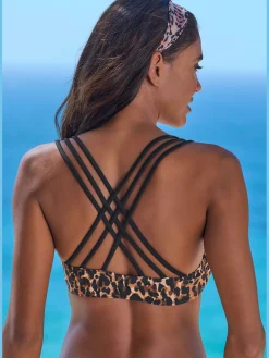 Bikini bustier imprimé léopard tendance