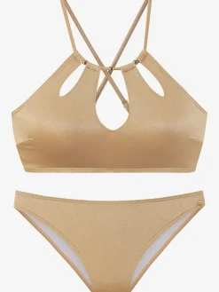 Bikini bustier matière dorée élégante