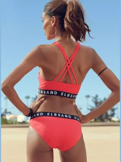 Bikini bustier ruban élastique avec marque inscrite