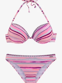 Bikini push-up design rayé coloré