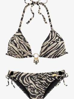 Bikini triangle accessoire couleur or entre les bonnets