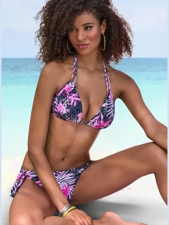 Bikini triangle imprimé, effet de couleur différent pour chaque pièce