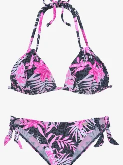 Bikini triangle imprimé, effet de couleur différent pour chaque pièce