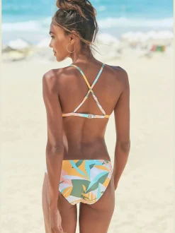 Bikini triangle imprimé feuilles abstrait