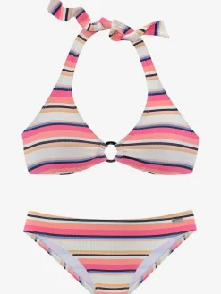 Bikini triangle motif rayé tendance