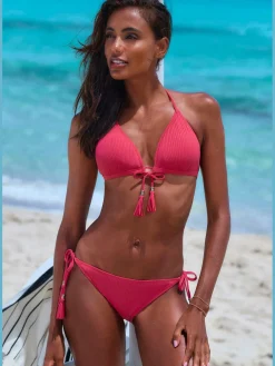 Bikini triangle structure côtelée tendance