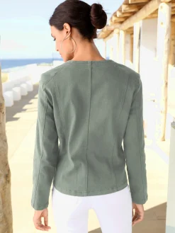 Blazer aspect jean 2 glissières fantaisie poches