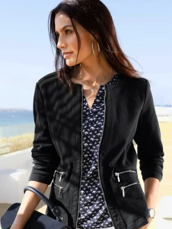 Blazer aspect jean 2 glissières fantaisie poches