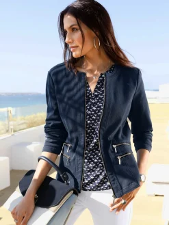 Blazer aspect jean 2 glissières fantaisie poches