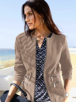 Blazer aspect jean 2 glissières fantaisie poches