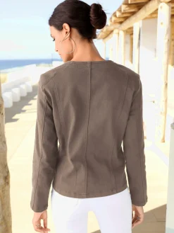 Blazer aspect jean 2 glissières fantaisie poches
