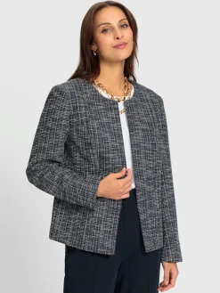 Blazer bouclé fermeture crochet discrète