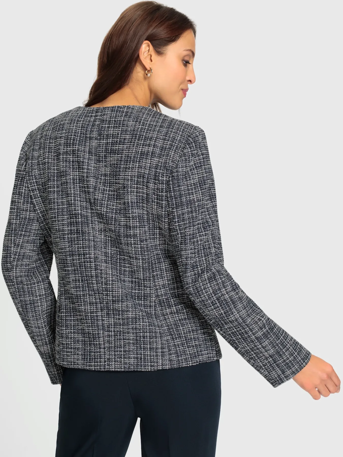 Blazer bouclé fermeture crochet discrète