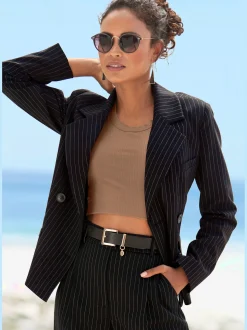 Blazer court blazer femme doublé avec fines rayures