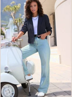 Blazer court pour femme élégant avec col à revers