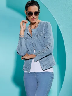 Blazer en jean boutons-pression dissimulés