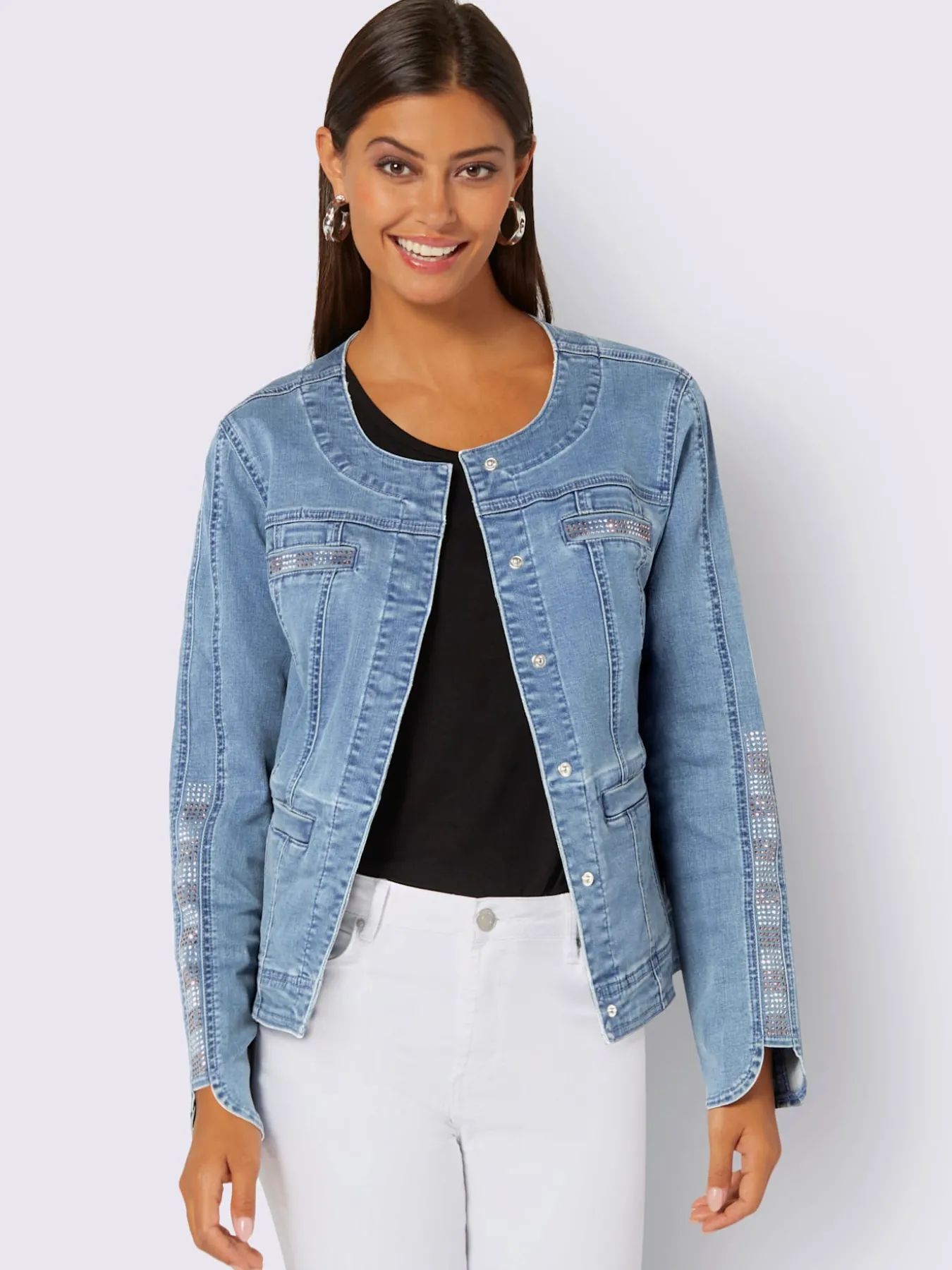 Blazer en jean boutons-pression dissimulés