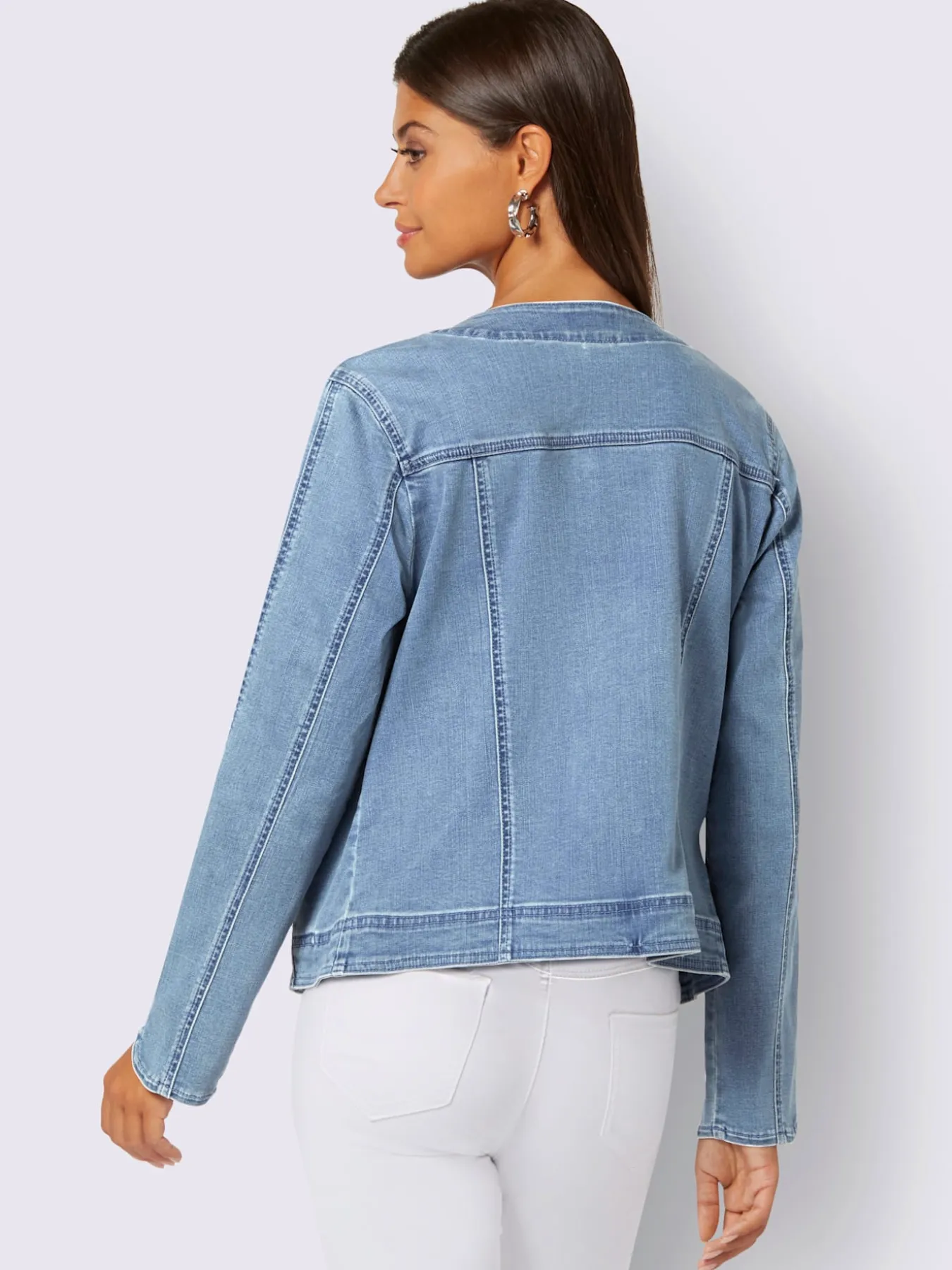 Blazer en jean boutons-pression dissimulés
